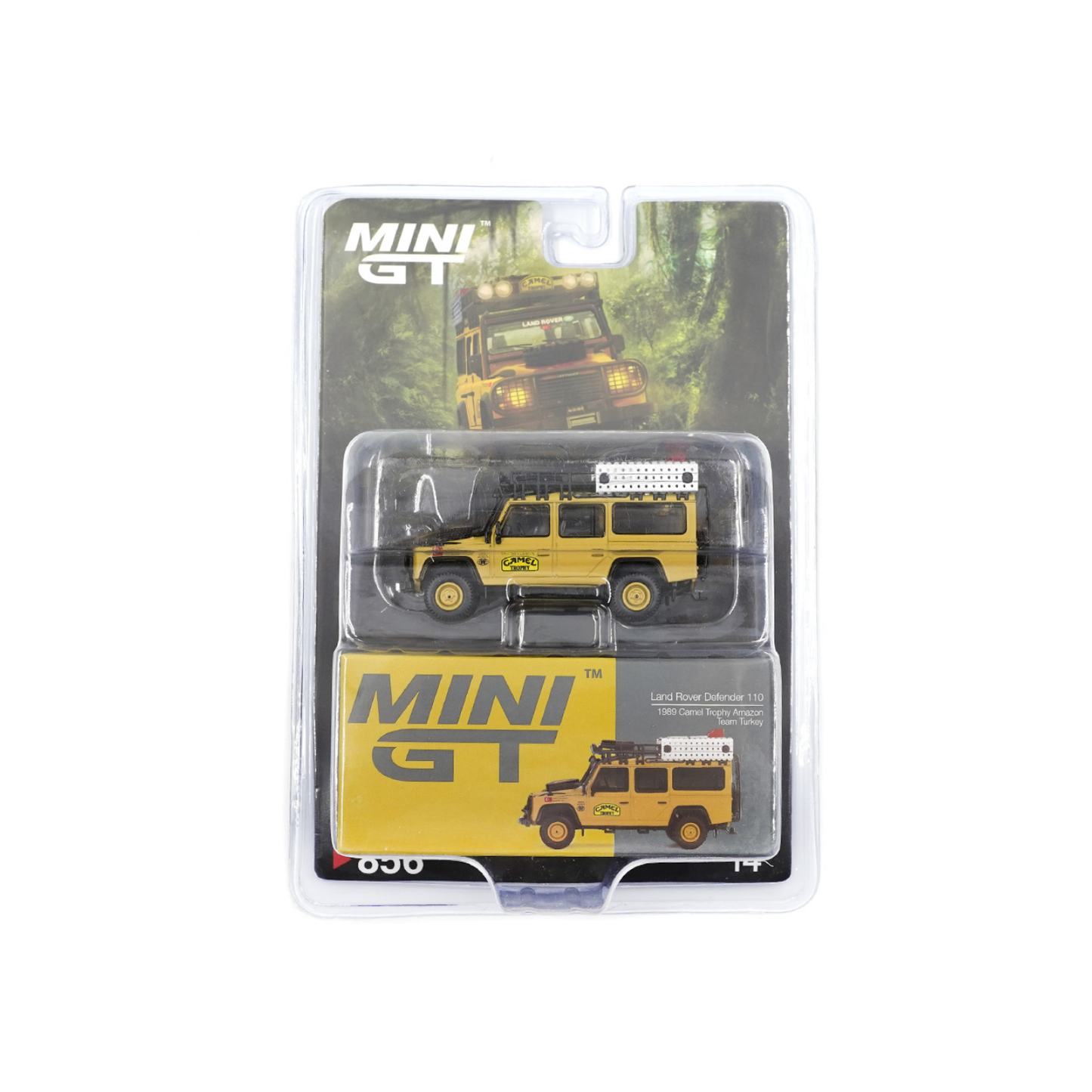 Land Rover Defender 110 1989 Camel Trophy | Mini GT Blister